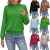 Women's Fashion Drop Shoulder Long Sleeve Textured T-Shirt Round Neck Casual Top