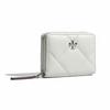 TORY BURCH Kira Diamond Quilted Zipper Soft Double T Hardware Leather Wallet Small Women's Light Titanium 159791-021