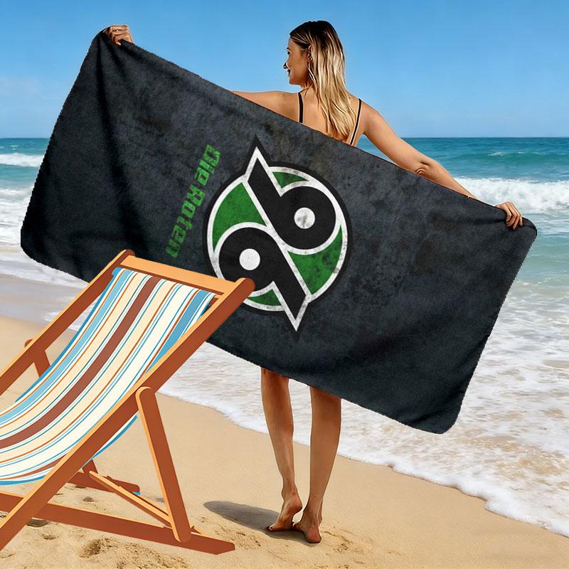 Пляжное полотенце Hannover 96, Большое, Мягкое, Быстросохнущее, для Пляжа, Кемпинга, Плавания