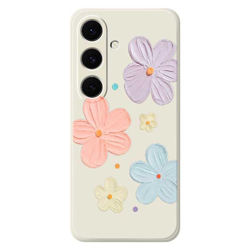 For Samsung Galaxy S25 FE Case Four Color Flowers Pattern Printing Straight Edge TPU Phone Back Cover