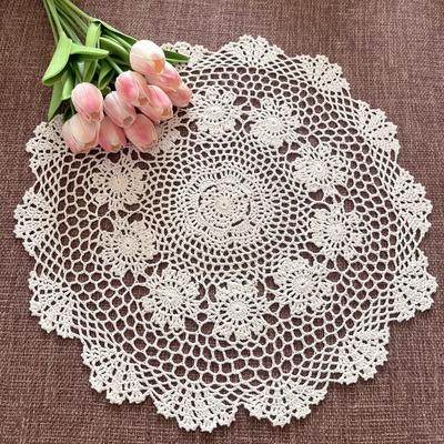 Белая Круглая Вязаная Крючком Скатерть Ручной Работы Кружевная Скатерть Винтажная Скатерть Ручной Работы Вязание Крючком Белый Бежевый Цвет Столовая Посуда