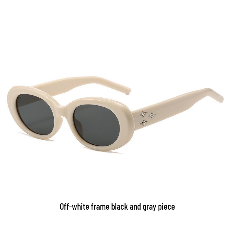 Korean GM Spicy Girl Retro Oval Sunglasses - High-End Three Stars Style