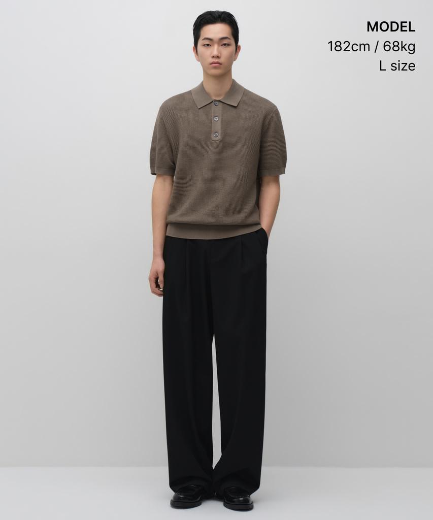 MUSINSA STANDARD Crocheted Knitted Polo Shirt [Light Brown]
