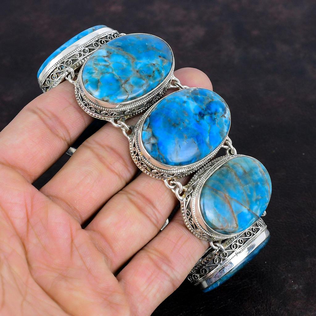 Neon Apatite Bracelet 925 Sterling Silver Bracelet Adjustable Chain Bracelet Gemstone Jewelry Handmade Bracelet Vintage Bracelet For Gifts