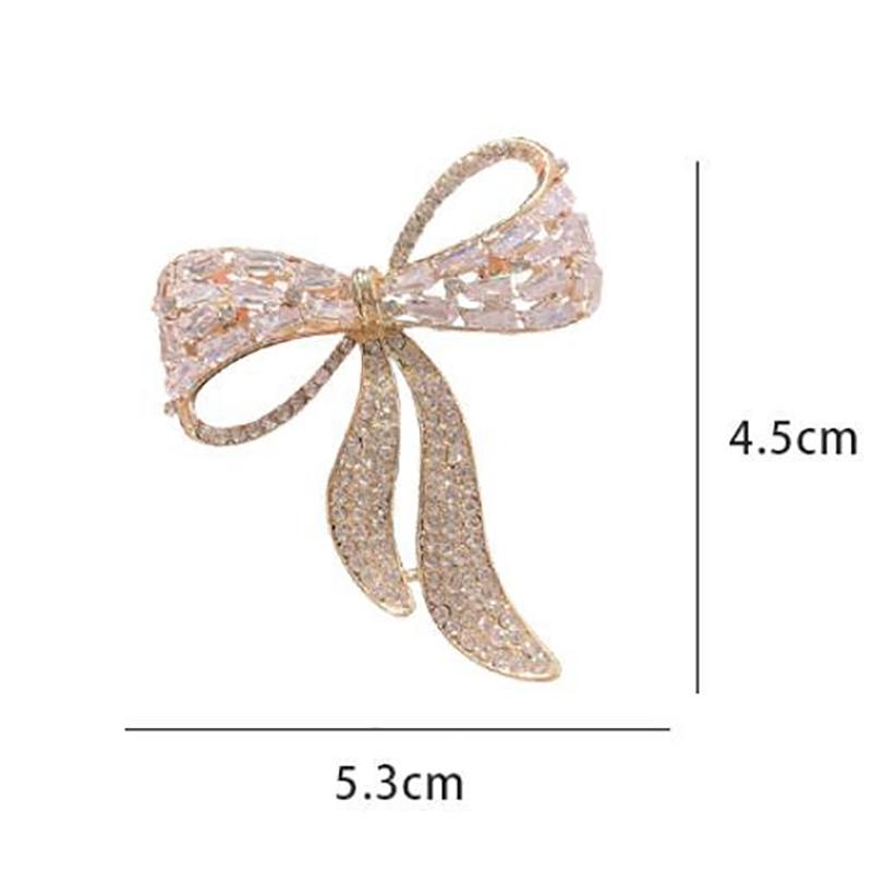 Bow Tie Rhinestone Brooch Female Simple Personality Pin Anti-Light Corsage