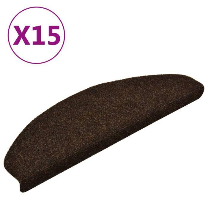 VidaXL Self-Adhesive Stair Treads 15 Pieces 65 X 21 X 4 Cm Brown Semicircular Large 322351
