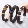 Leather Woven Bracelet Double-Layer Retro Trendy Punk Minimalist Texture Magnetic Buckle Men's Women's Bangle Couple Jewelry
