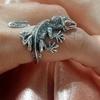 Vintage Silver Color Animal Lizard Rings for Men Women Trendy Gecko Hip Hop Rock Ring Jewelry Gift