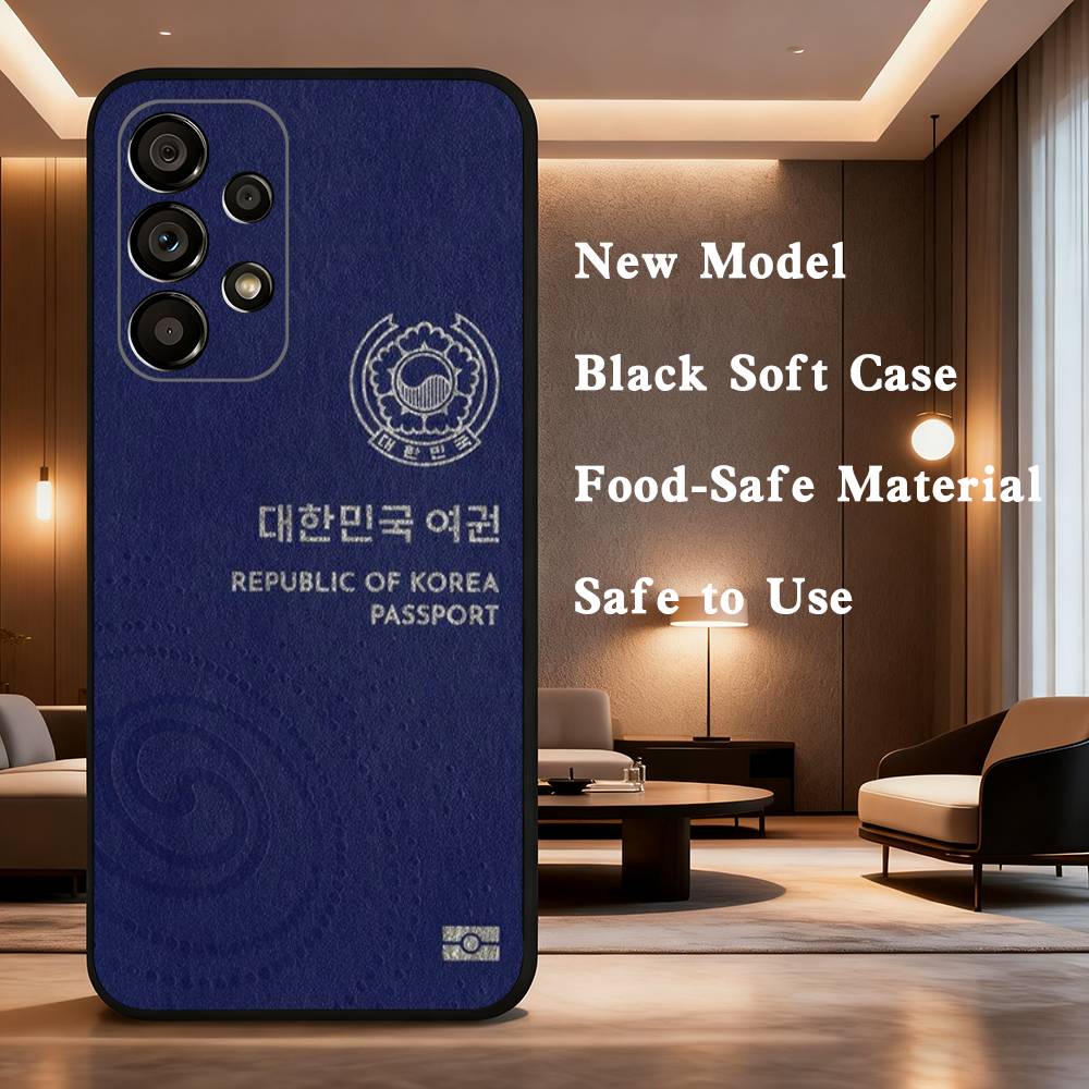 USA Brasil Korean Passport Phone Case For Samsung Galaxy A73,31,32,72,41,53,52,71,22,5G,Note,J7,8,9 Soft Black Cover