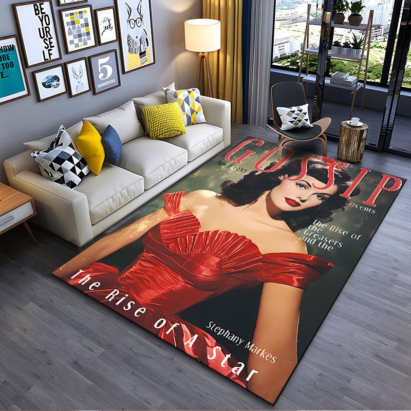 Retro Glamorous Woman Carpet suitable as a non-slip mat for the living room or bedroom sofa