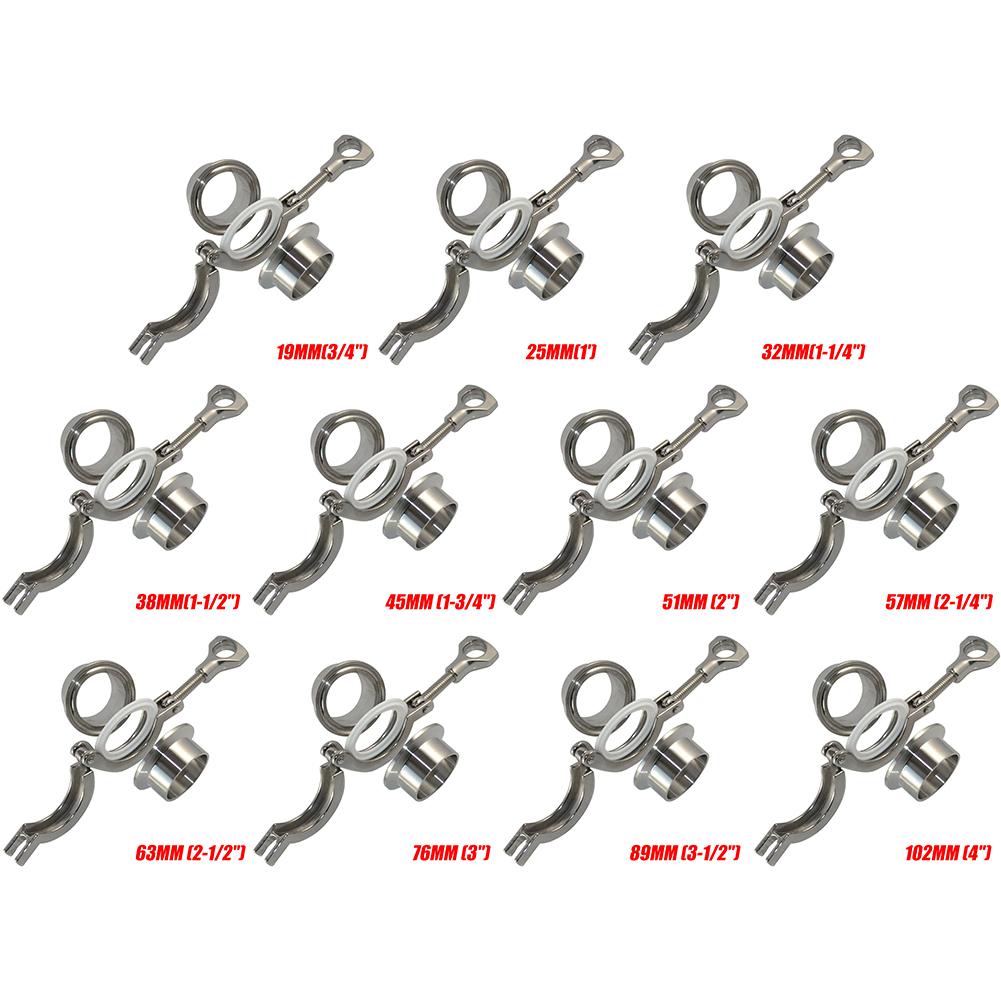 Фитинги для труб диаметром 19–102 мм, обжимное кольцо SS304, санитарная сварка