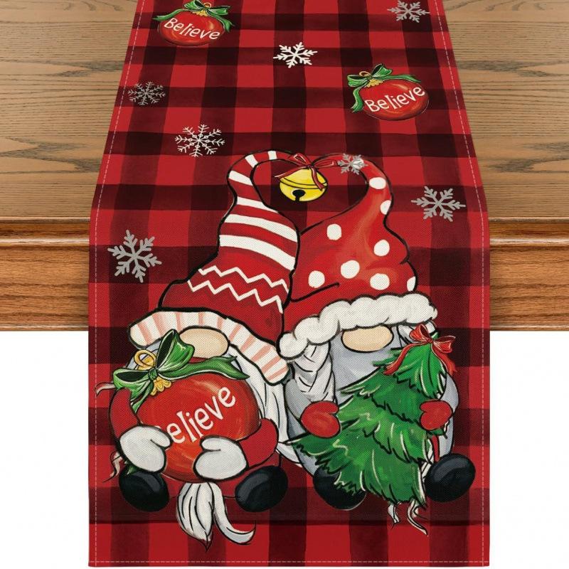 Праздничная скатерть-дорожка 'Снеговик' на рождественскую елку для дома, кухни, столовой, скатерть для украшения вечеринки