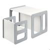 GINGER HOME Ensemble Montessori 3 en 1 – Table, Banc et Chaise Enfant – Bois MDF – Blanc et Gris