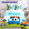 3pcs Custom Name Cartoon Leo the Truck Bedding Set Duvet Cover Closure Includes 1 Duvet Cover & 2 Pillowcases for All Seasons Bedroom Decor
