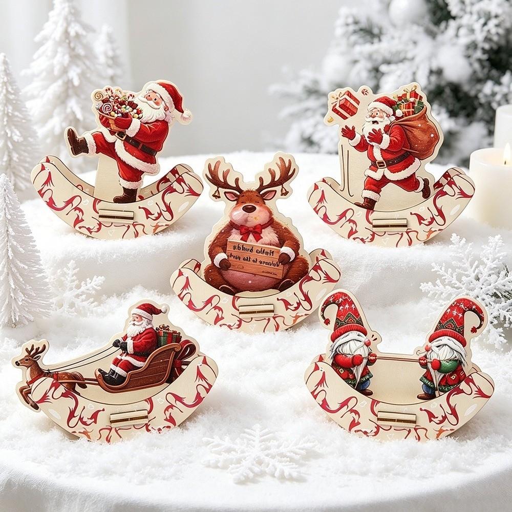 DIY Handmade Christmas Desktop Decor Wooden Santa Claus Ornaments Holiday Table Decor