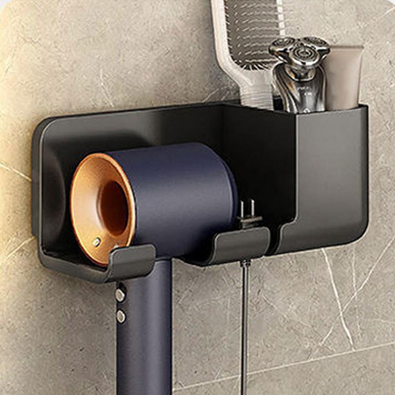 Настенный держатель для фена для ванной комнаты без перфорации, стеллаж для хранения, органайзер, полка