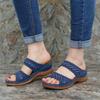 Fashion New Women Summer Solid Color Slip On Casual Open Toe Wedges Soft Bottom Breathable Slippers Shoes Sandals