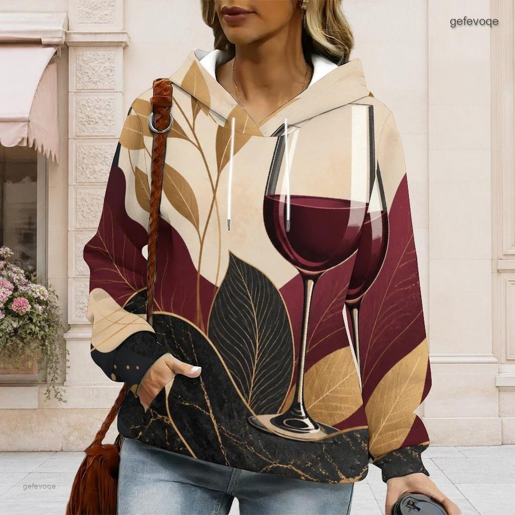 Ladies Plus Size Hooded Sweatshirt With White Drawstring Long Sleeve Loose Soft Casual Leisure Street Daily Top