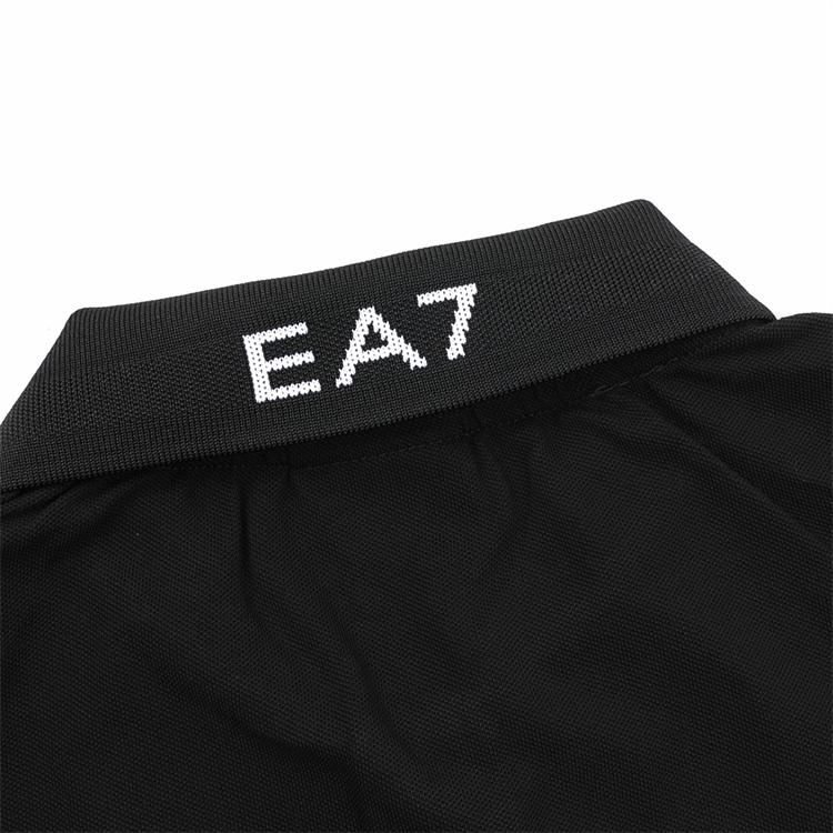 Emporio Armani EA7 Весна/Лето 25 Футболка-поло с коротким рукавом Однотонная Эластичный Хлопок Мужские топ Черный 6DPF08-PJVUZ-1200