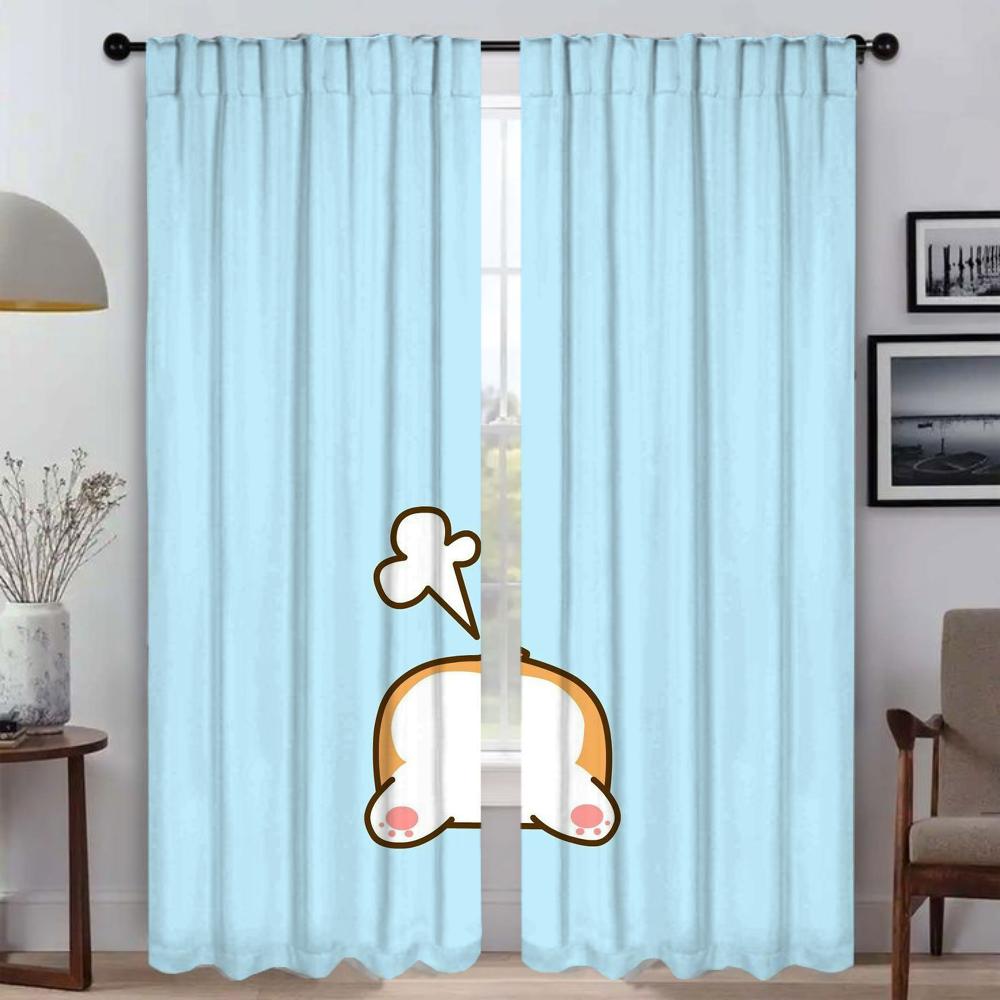 C-Corgi Butt Anti-mosquito Curtains for Living Room Shades Window Curtain Tulle for Bedroom Halloween Decoration Partition Child