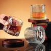 200ML Whiskey Glasses with Base Durable Spinning Glassware Set Cocktails Wine Brandy Cup Party Drinking Glass Twist Tumbler