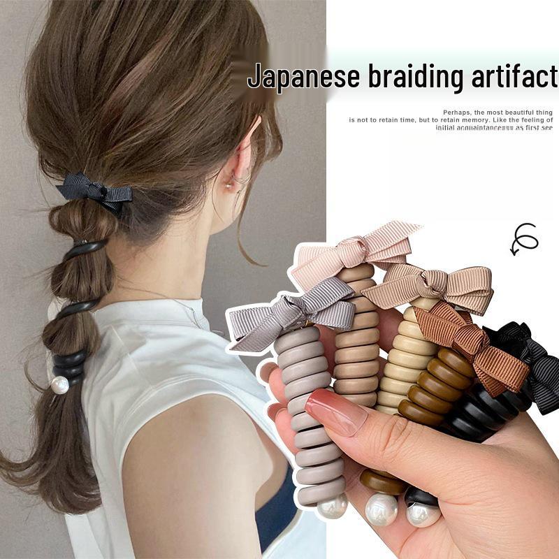 Temperament Bubble Braid Bow Hair Rope - Fashionable Ponytail Hair Ring