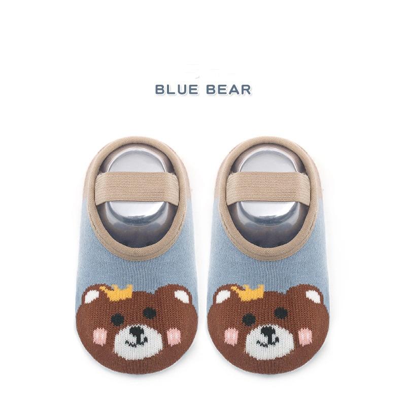 Милые детские носки для первых прогулок с изображением животных из мультфильмов, нескользящие носки для малышей, мальчиков и девочек, весенне-осенние домашние носки с ремешком