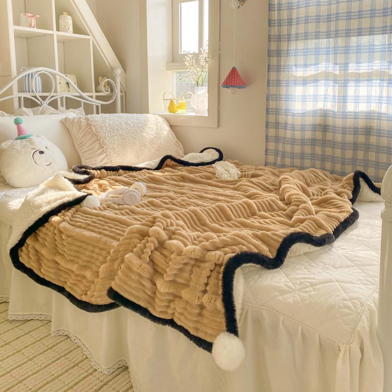 Soft Flannel Throw Blanket Lightweight Warm Bed Blanket For Bedroom Couch