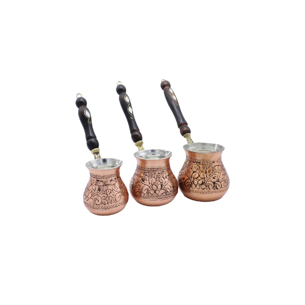 Газиантеп ручной работы подлинный антикварный медный цветной набор из 3 медных кофейников