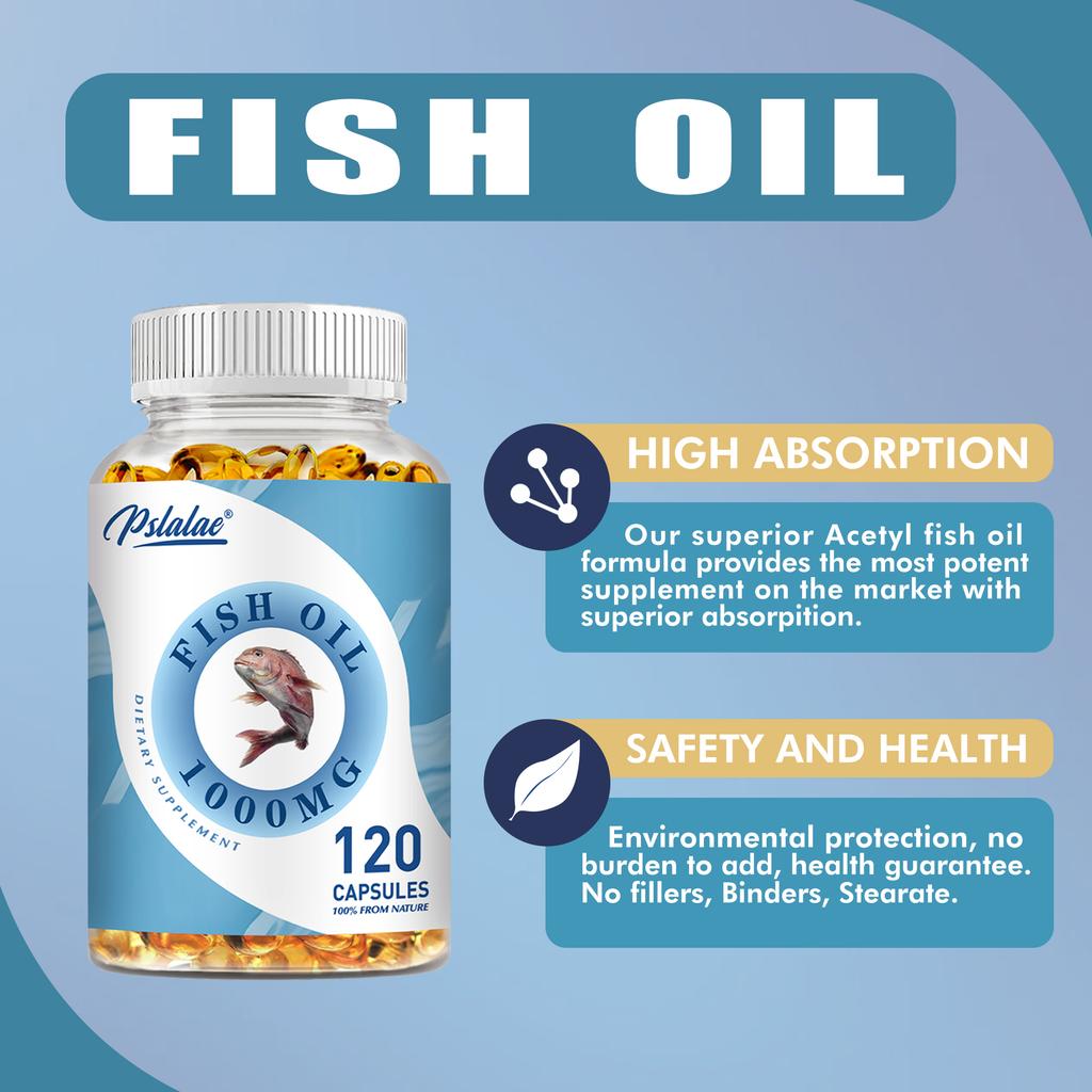 Pslalae Natural Fish Oil Capsules, 1000mg, with Omega-3 Fatty Acids, High-Potency Formula, Suitable for Adults