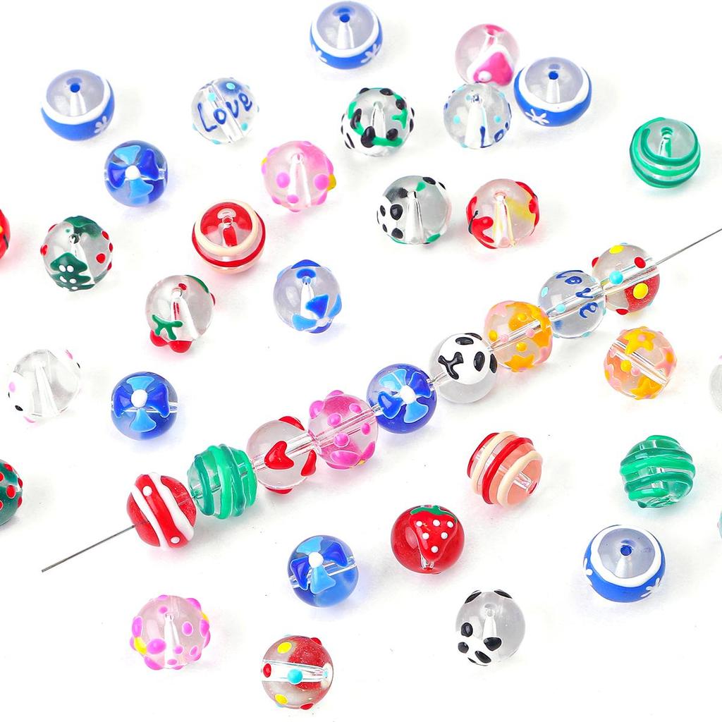 2 шт./пакет, ручная роспись, забавные цветные стеклянные бусины для DIY ожерелье, браслет, серьги, изготовление ювелирных изделий, аксессуары для рукоделия
