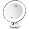 Косметическое зеркало со светодиодной лампой, увеличенное в 10 раз, зеркало для бритья, зеркало для ванной комнаты, увеличительное стекло с мощной присоской, вращение на 360 °