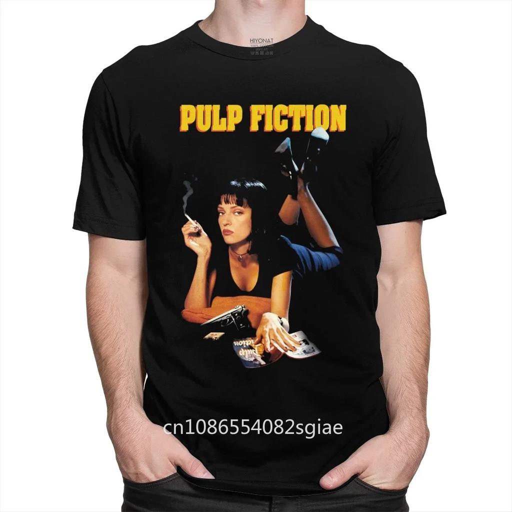 Vintage Pulp Fiction T Shirt Mia Wallace Tshirt Quentin Tarantino Tee Top Short Sleeved Streetwear Gift T-Shirt Tops Unisex
