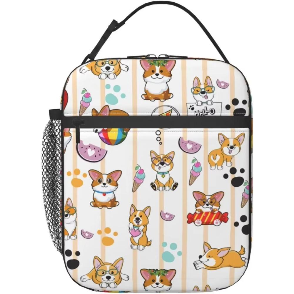 Милая сумка для ланча Corgi, портативная изолированная коробка для ланча для женщин, мальчиков, девочек, многоразовая термосумка для бенто или для путешествий, пикника, работы