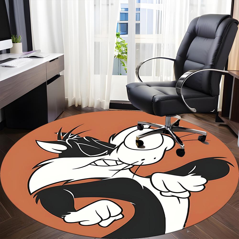 1pc Looney Tunes Office Round Area Rug, Bedroom Living Room Home Decor, Room Deco,  Offic a1016119