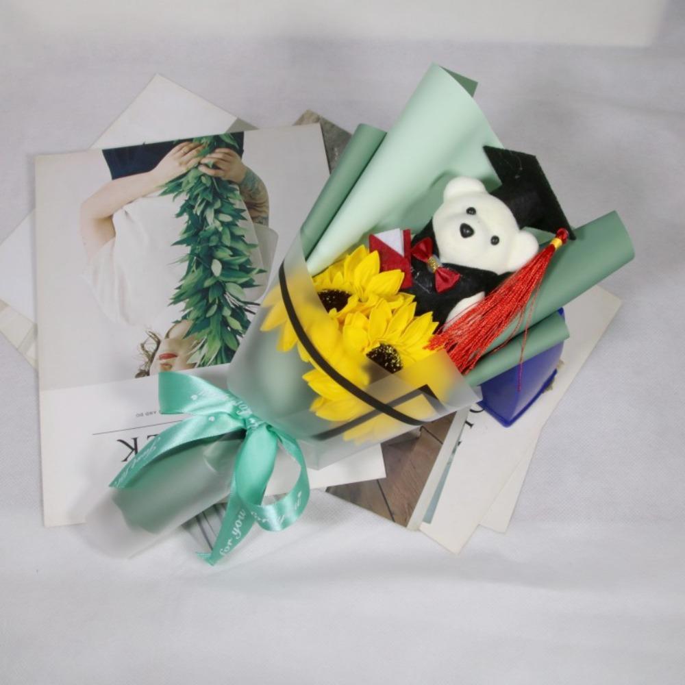 Подсолнух Подсолнух Мыло Цветок Букет Украшение Мультяшный Милый Медведь Церемония Выпуска