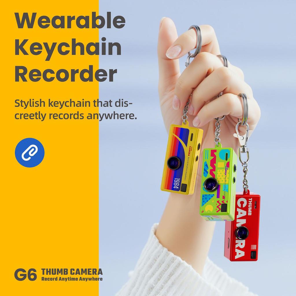 G6 Thumb Keychain Camera 0.96 Inch Retro Mini Action Cameras 1080P Very Small Camcorder Audio Video Recorder Support Memory Card