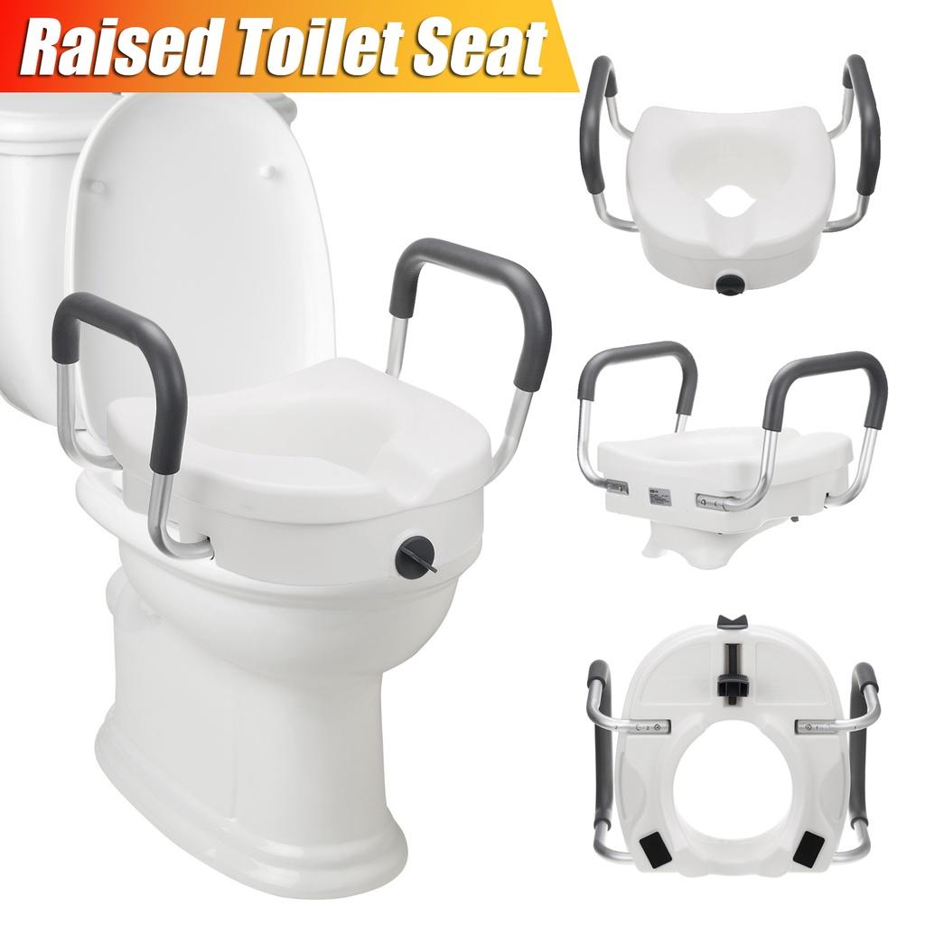 Removable Raised Toilet Seat With Arms Handles Padded Disability Aid Elderly Supports
