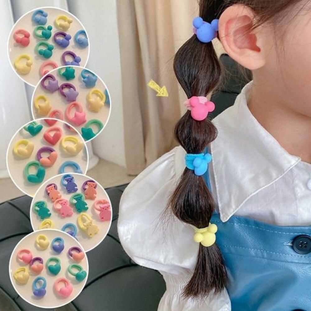 10pcs/set Little Girls Kawaii Elastic Hair Bands Cute Thumb Hair Twister Hair Tie Children High Elastic Cartoon Hair Accessories