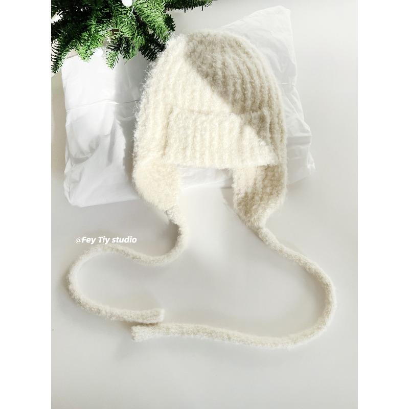 Woolen Woolen Cap Retro Ear Protecting Head Cap  Fashionable and Warm for Women in Autumn and Winter  Pilot Knitted Cap
