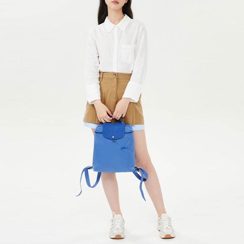 Longchamp Snap zipper closure polyamide school bag backpack backpack women's blue 1699919P82