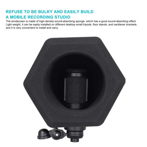 Microphone Isolation Shield, Acoustic Microphone Windshield Sponge Cover, 5-Sided Sealing and Detachable Design, Reduces Noise and Reflection