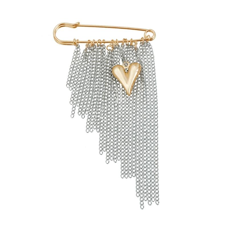 Стильная брошь Color Block с множеством преувеличенных кисточек, сердцевидная булавка из сплава, модные аксессуары в подарок