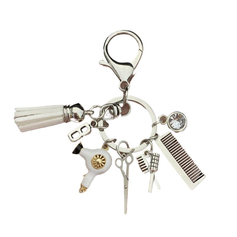 1шт брелок расческа с кисточкой парикмахерский инструмент ножницы брелок мини парикмахерский фен прическа подарок