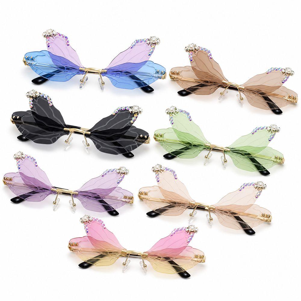 Metal Frame Dragonfly Wing Sunglasses Polycarbonate Lenses Fashion Sunglasses for Women