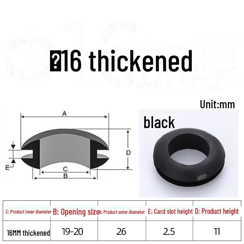 Черное двухстороннее резиновое защитное кольцо для провода