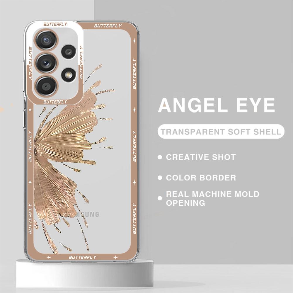 Cases Case for Samsung Galaxy A34 A54 A14 4G A25 A33 A23 A13 A15 A24 A73 5G Cover Beautiful Butterfly Art Transparent Soft