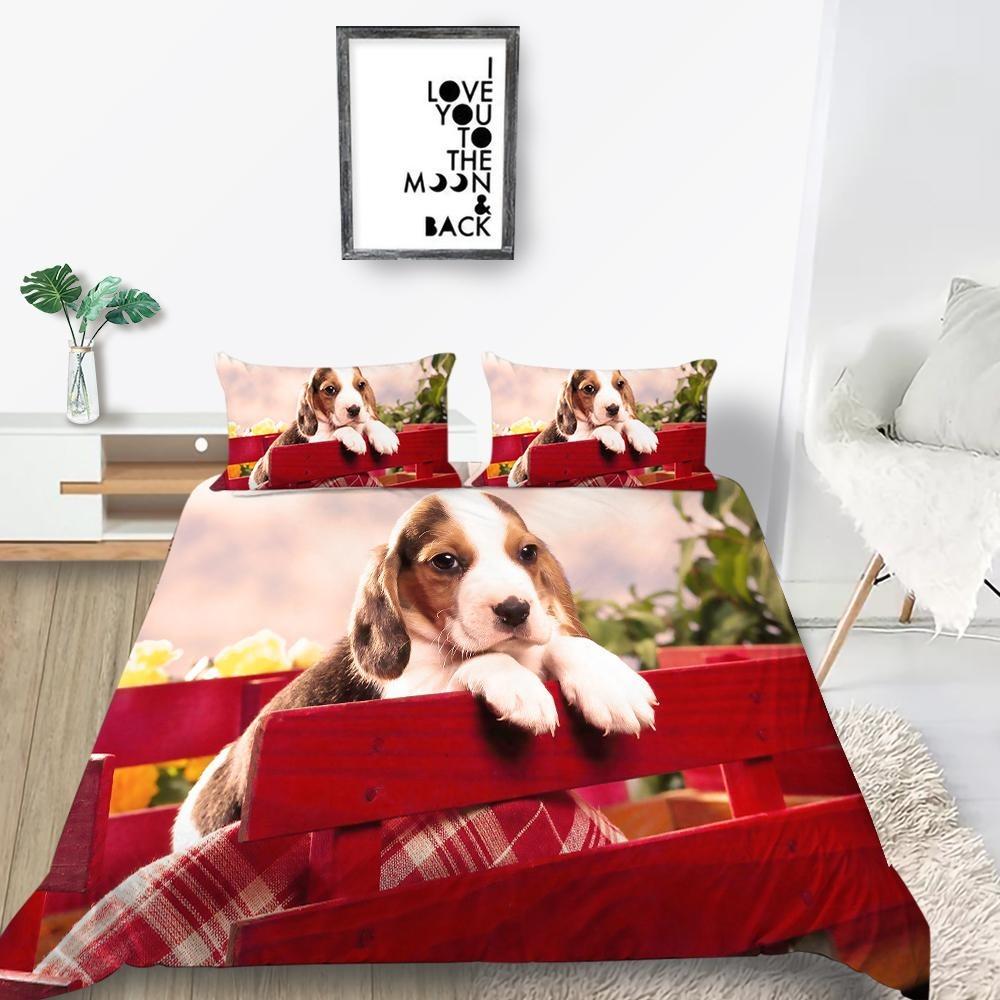 Новый модный комплект пододеяльников в стиле животных, комплект постельного белья с 3D-принтом с изображением собак, комплект постельного белья из полиэстера для дома, комплект односпальной кровати для мальчиков и девочек, подарок
