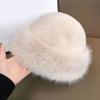 Autumn And Winter Women'S Fashion Fur Cap Fur Hat Fur Hats Mongolian Hat Brimless Plush Fluffy Skiing Riding Warm Caps
