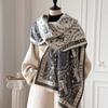 New jacquard landscape painting imitation cashmere scarf women's air-conditioned room shawl autumn and winter thickened warm long scarf